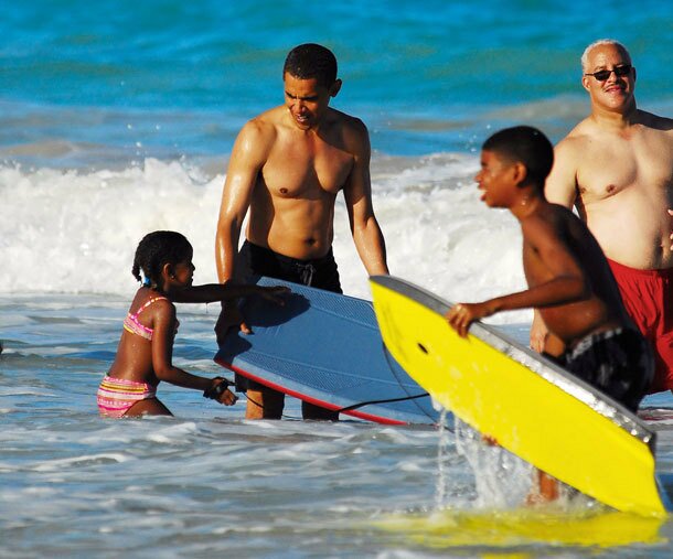 Barack Obama Shirtless on a Beach Picture