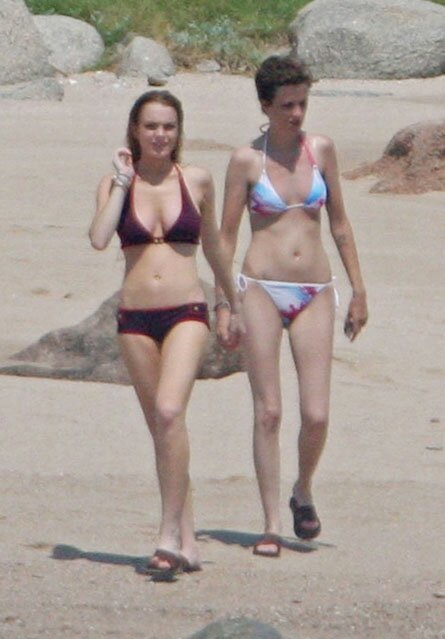 Samantha Ronson and Lindsay Lohan Sporting Sexy Bikini in Mexico