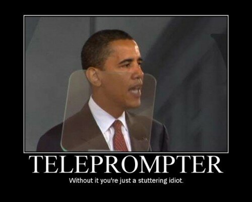 Barack Obama Without his Teleprompter is Just a Stuttering Idiot