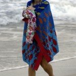 Caroline Kennedy Wrapped Up in Beach Towel, Potentially Naked Underneath