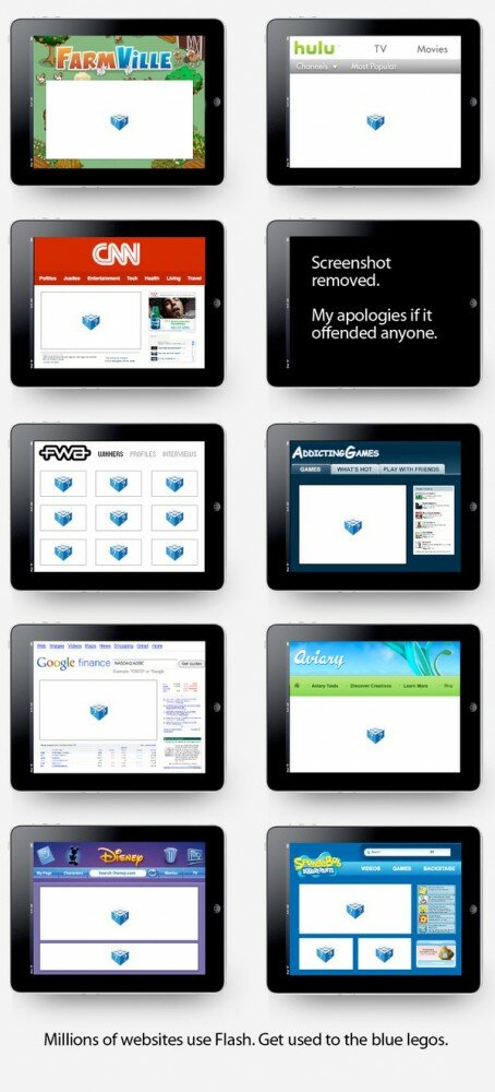 iPad and Flash Support Lacking Feature - Get Used to Seeing Blue Legos