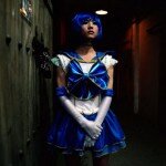 Cute Chinese Girl in Blue Cosplay Costume