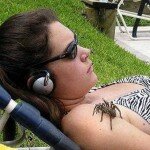 The Oh Shit Moment Photo of Tarantula Spider About to Surprise a Girl Listening to Music