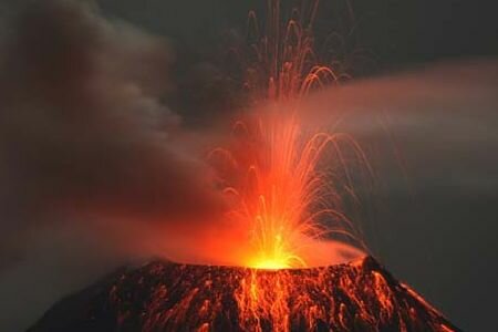 Eruption of Tungurahua Volcano in Ecuador